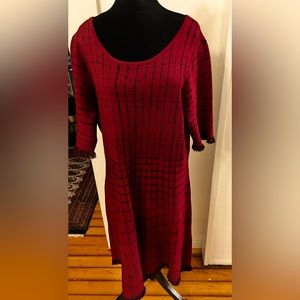 Red and black knit dress